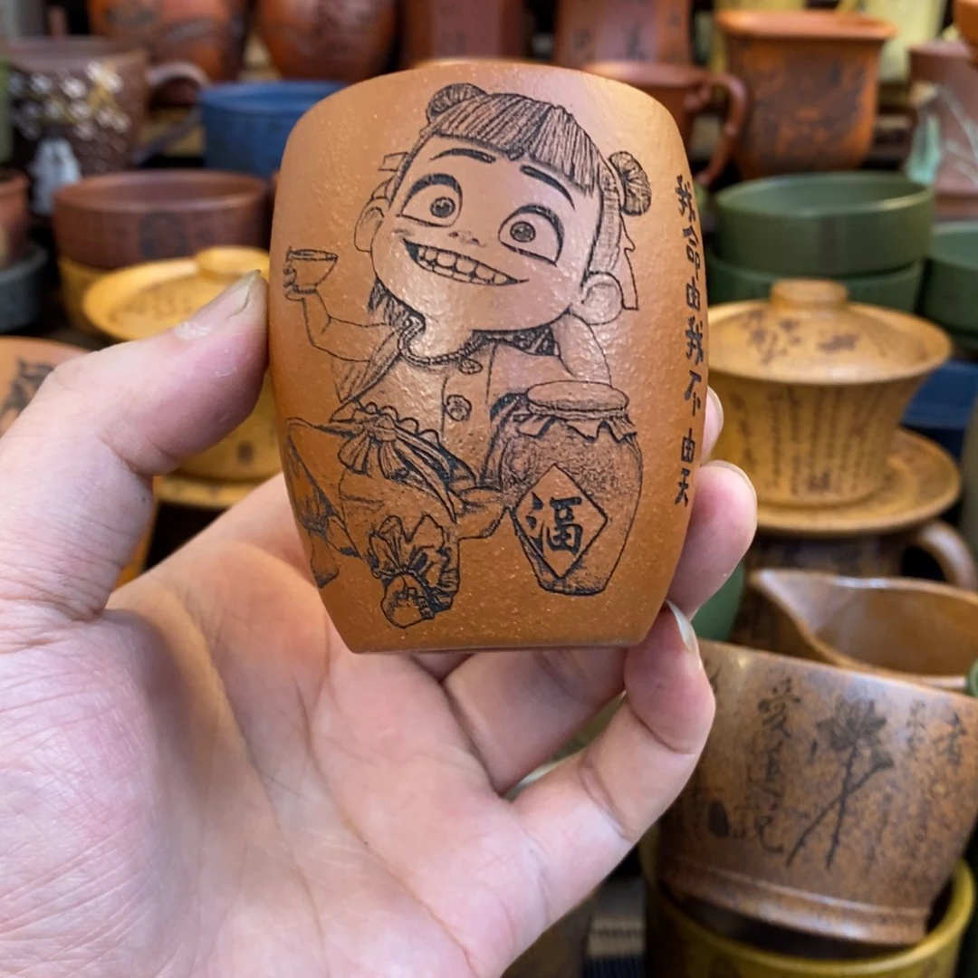 紫砂杯子宜兴全手工紫砂杯