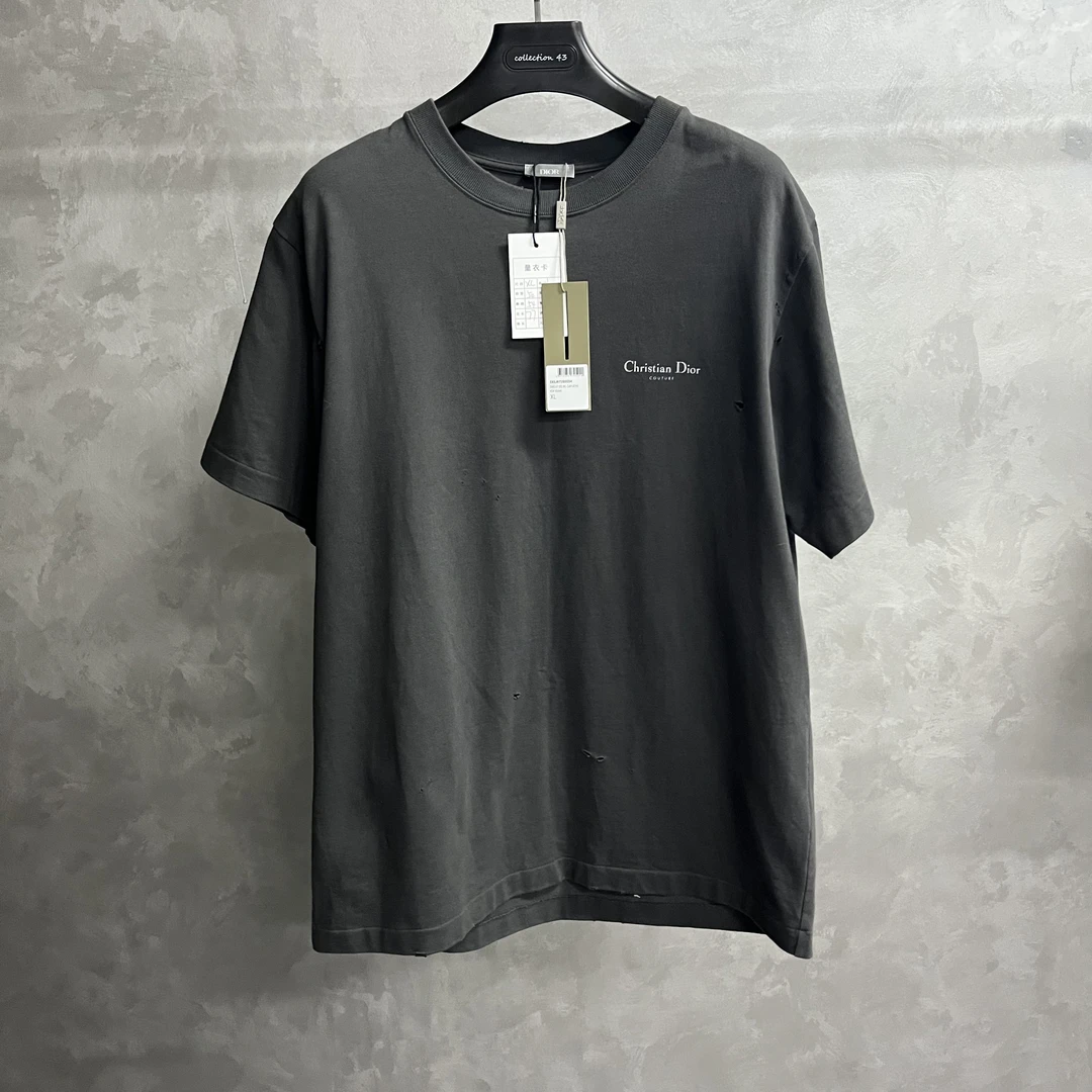 99新 DIOR/迪奥 黑色圆领植物Logo宽松短袖T恤/xl