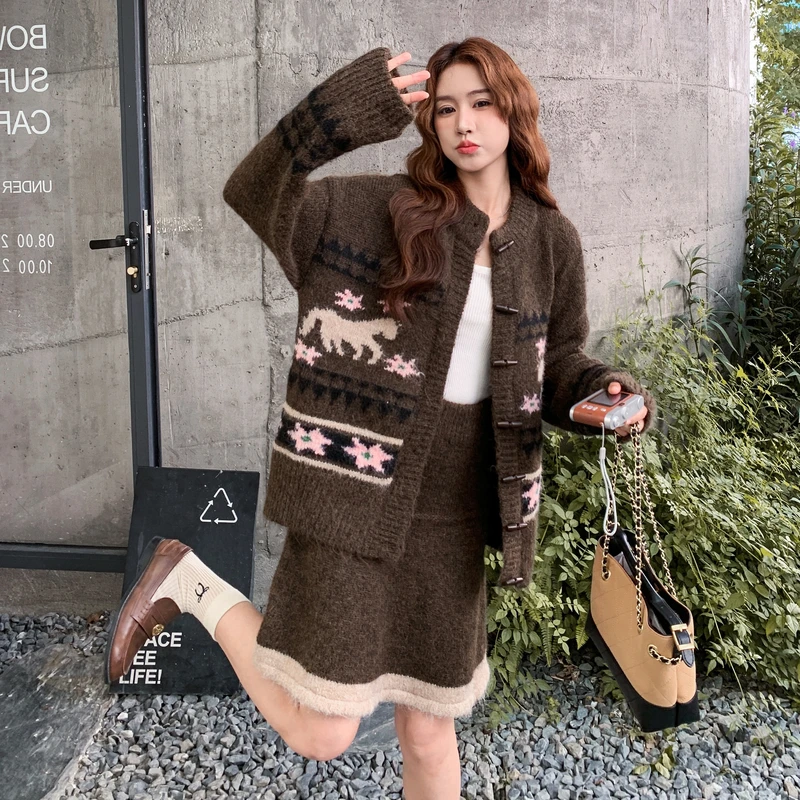 入秋两件套冬季新款秋冬秋装慵懒风套装女气质穿搭小香风扣外套