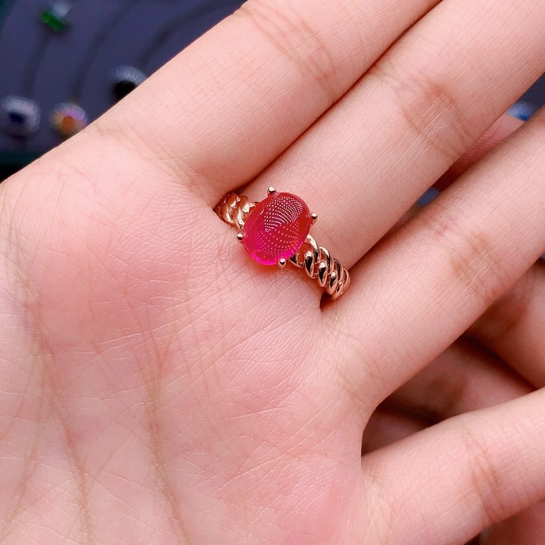 红宝石戒指银S925镶嵌