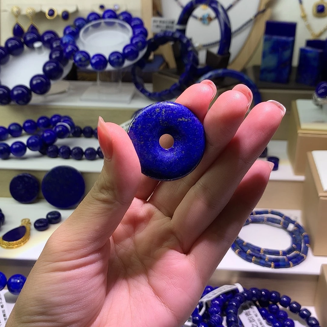 青金石未镶嵌平安扣34m