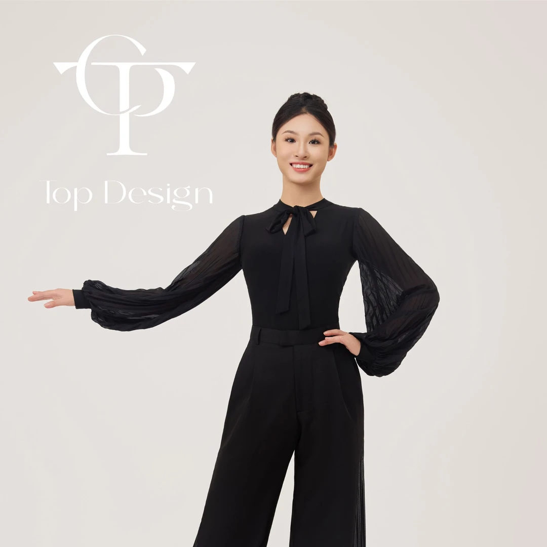 TOP Design【法式假日】摩登舞服长袖连体上衣