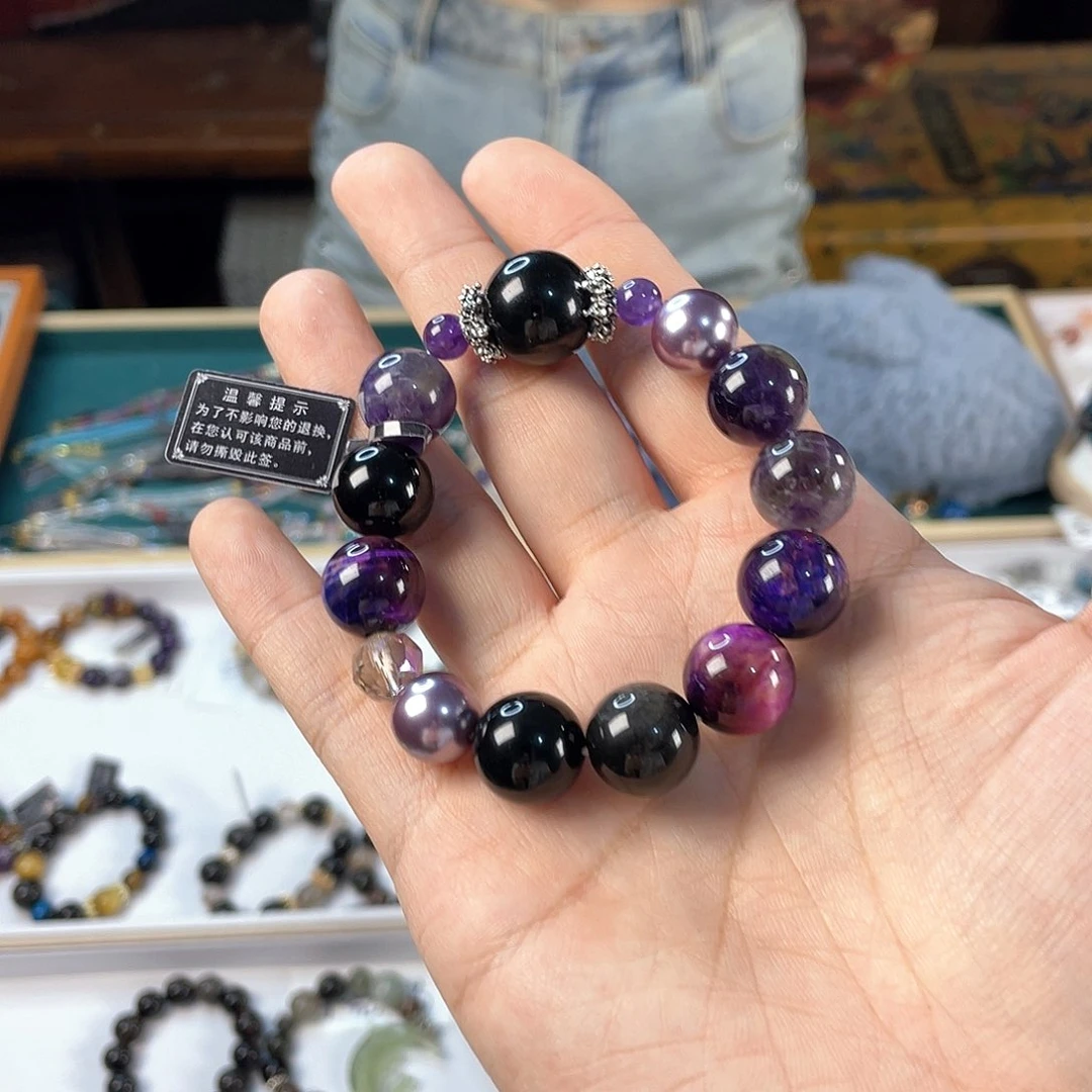 水晶手链银S925镀金镶嵌