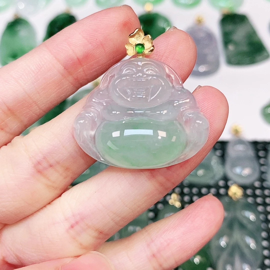 翡翠18K金镶嵌吊坠(不含链)
