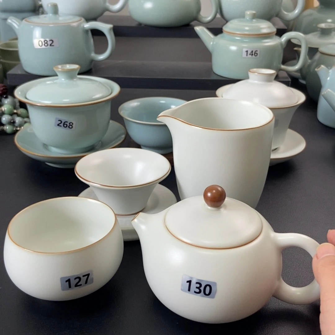 雁***子壶月白釉水套装微瑕