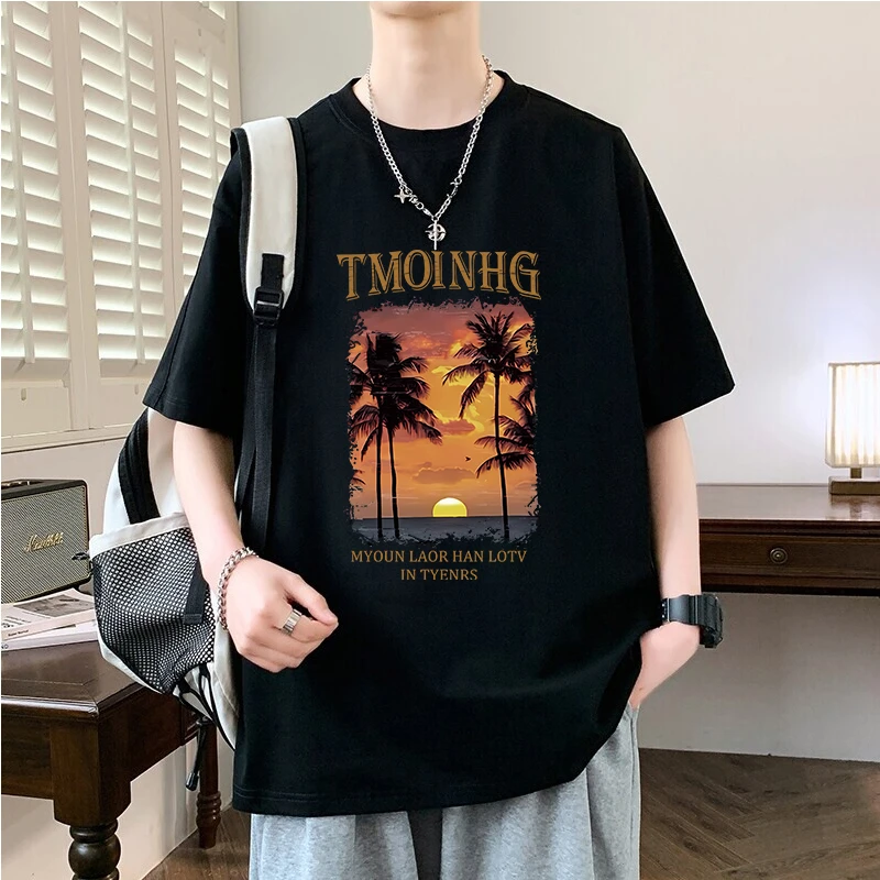 笙巡短袖男t恤夏季2025新款纯棉重磅潮牌潮流青少年宽松半袖衣服