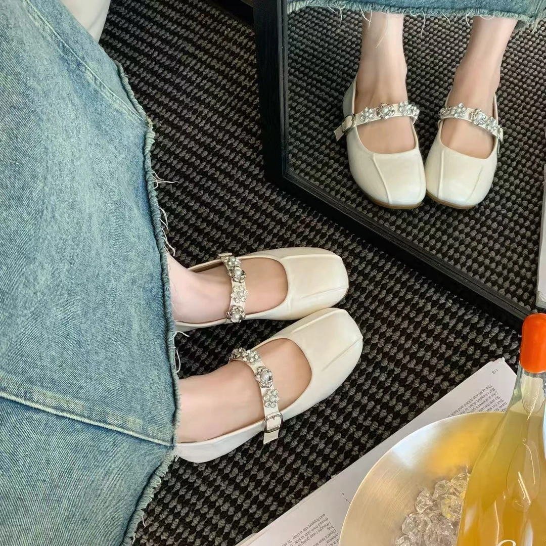 法式设计感山茶花玛丽珍女鞋2025新款平底鞋仙女风配裙子单鞋295