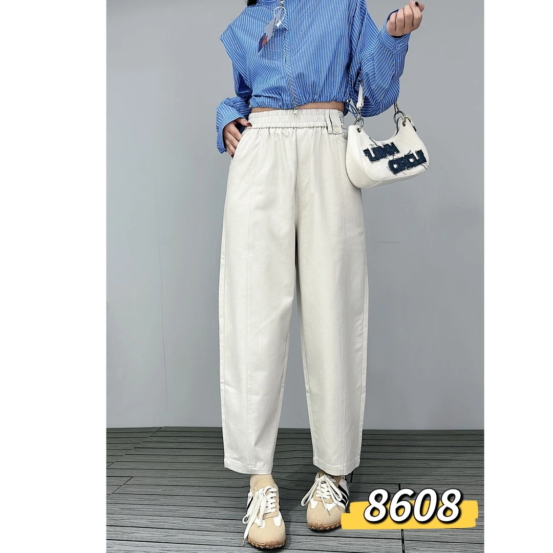 PHM8608（聚水潭）拼接运动风时尚百搭垂感显瘦长裤宽松女士休闲裤