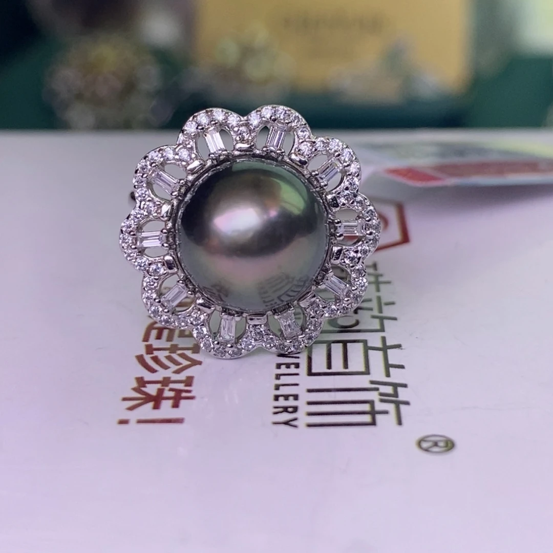 银S925镶嵌戒指海水珍珠