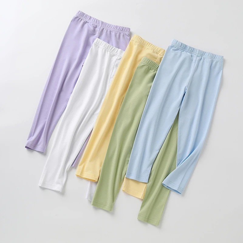 儿童莫代尔打底裤女童夏季薄款裤子宝宝春夏男童秋装舞蹈白色长裤