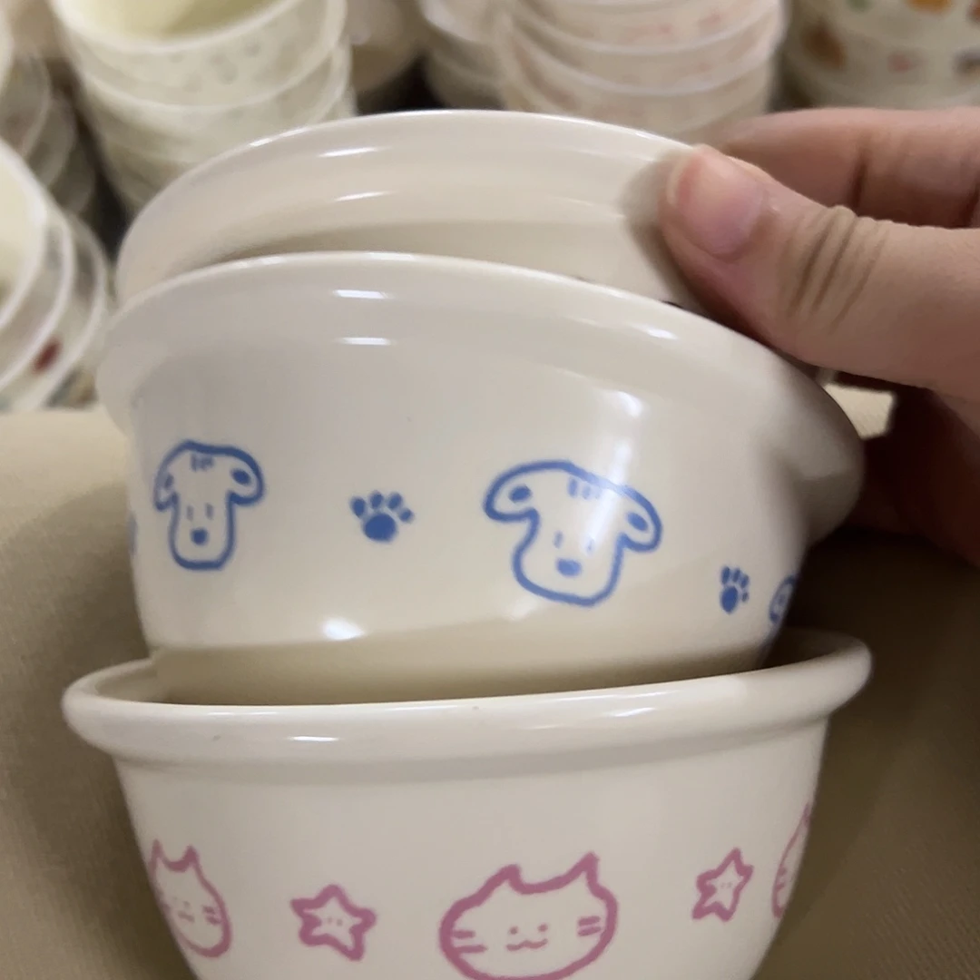 搪瓷微瑕碗猪狗猫5号