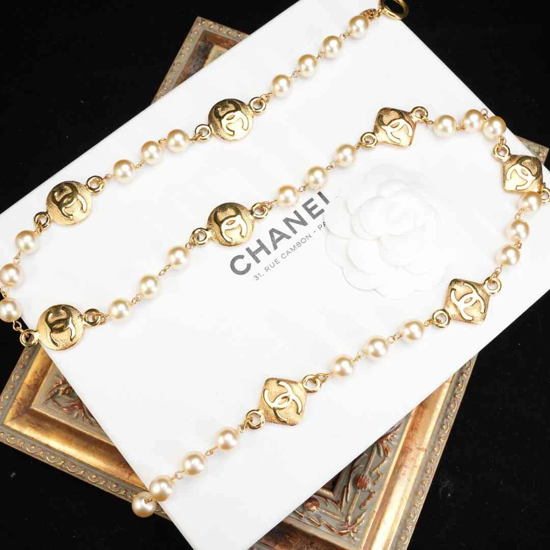 95新 Chanel/香奈儿 柚礼中古/香奈儿金币珍珠项链jxp