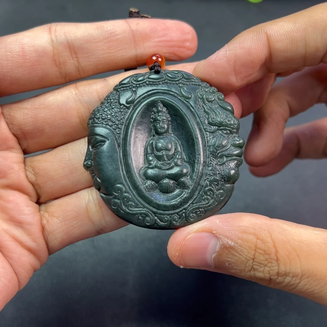 颈饰未镶嵌和田玉多样性新疆黑油青手工一念神魔货头