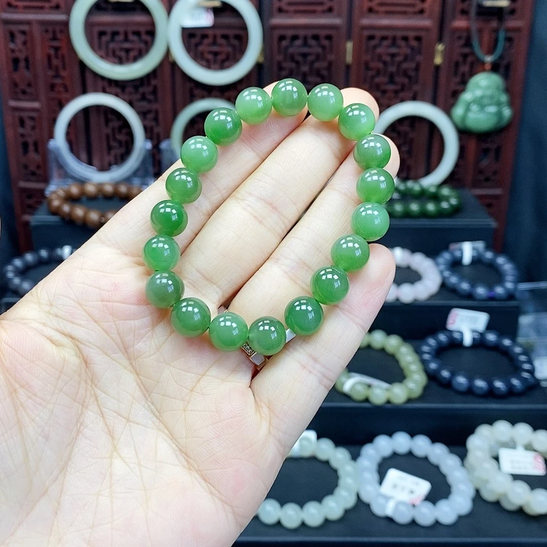 和田玉手串未镶嵌碧玉10
