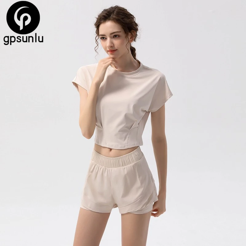 夏季速干运动瑜伽套装女轻薄短裤假两件防走光透气跑步健身服