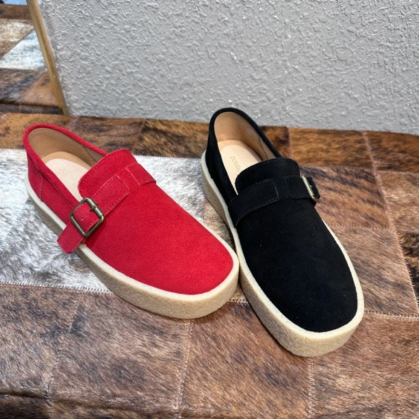 018-5新款超级好看秋季新款复古手工松糕厚底短靴帅气马丁靴带系