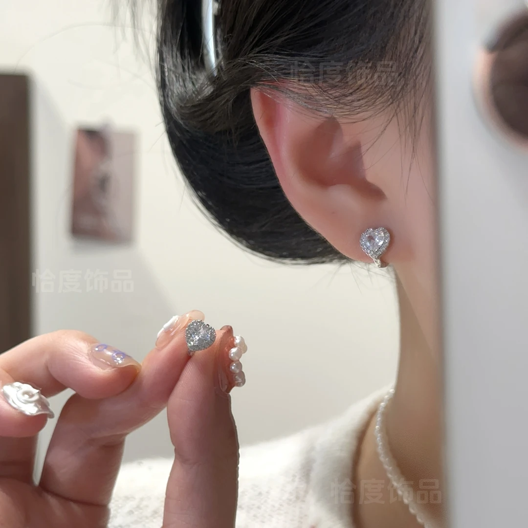 【恰度】精致亮闪锆石爱心耳扣轻奢百搭