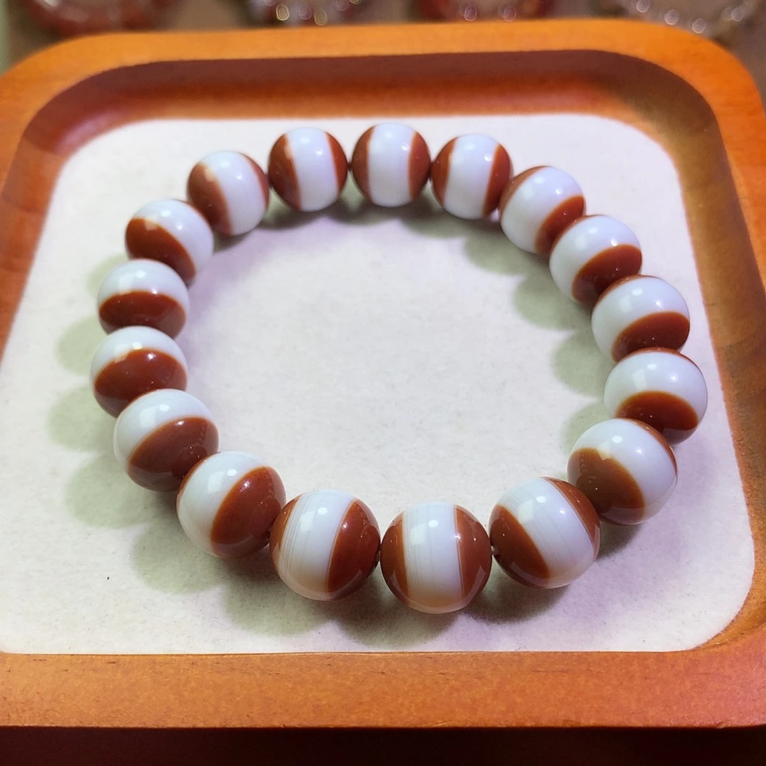 玛瑙/玉髓未镶嵌手链砖红色款一线药师手串