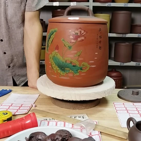茶杯紫砂正品茶叶罐七饼石瓢荷花9964