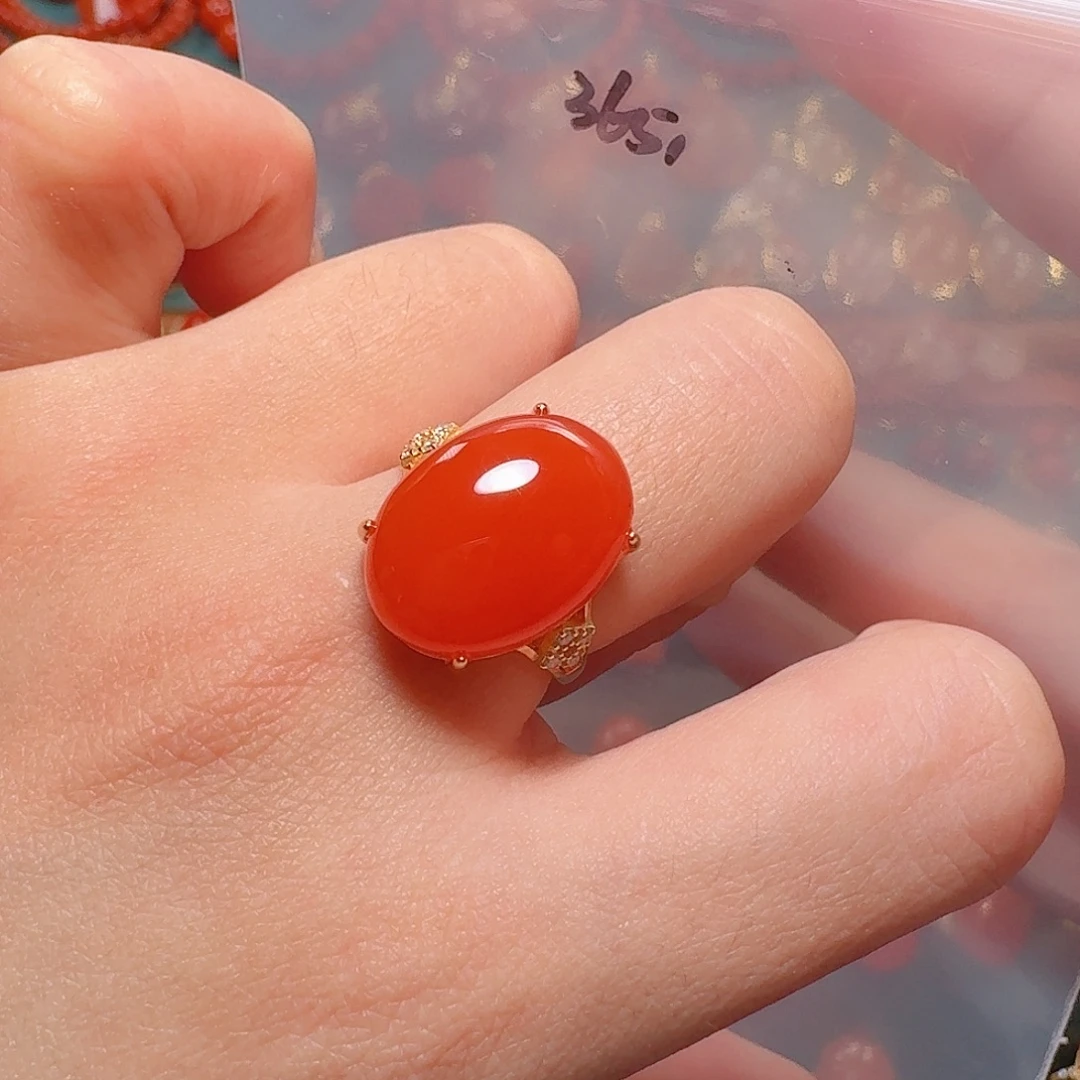 南红玛瑙银S925镶嵌戒指