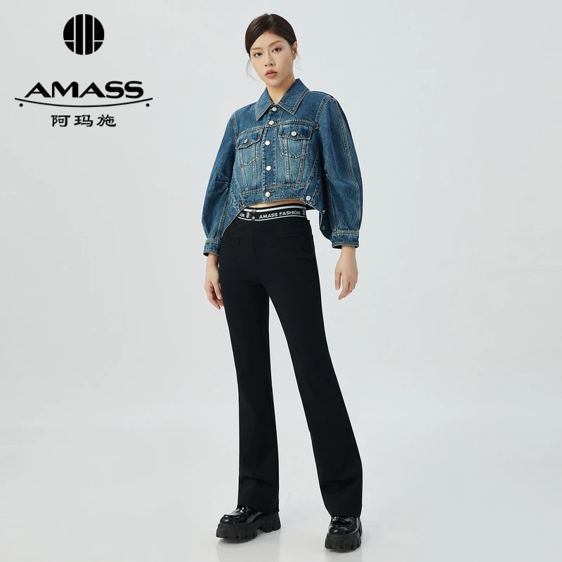 AMASS/阿玛施长袖帅气造型感休闲减龄短款牛仔夹克外套5400781