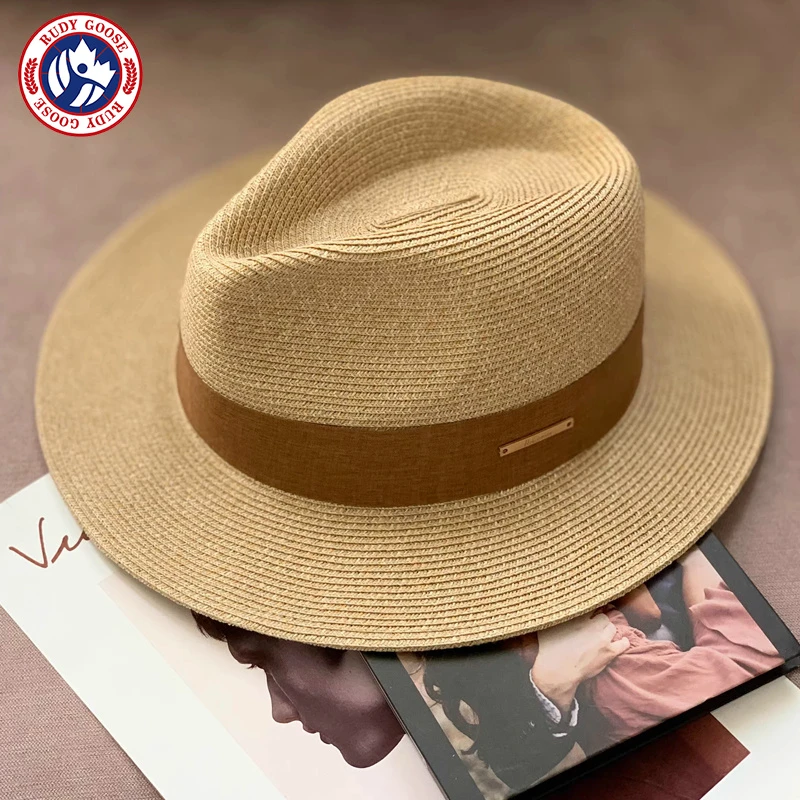 RUDY GOOSE巴拿马草帽女爵士帽大头围遮阳防紫外线百搭潮流可调节