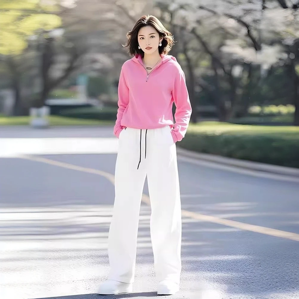 秋季粉色连帽休闲运动套装女2025超火减龄高级感洋气时尚两件套