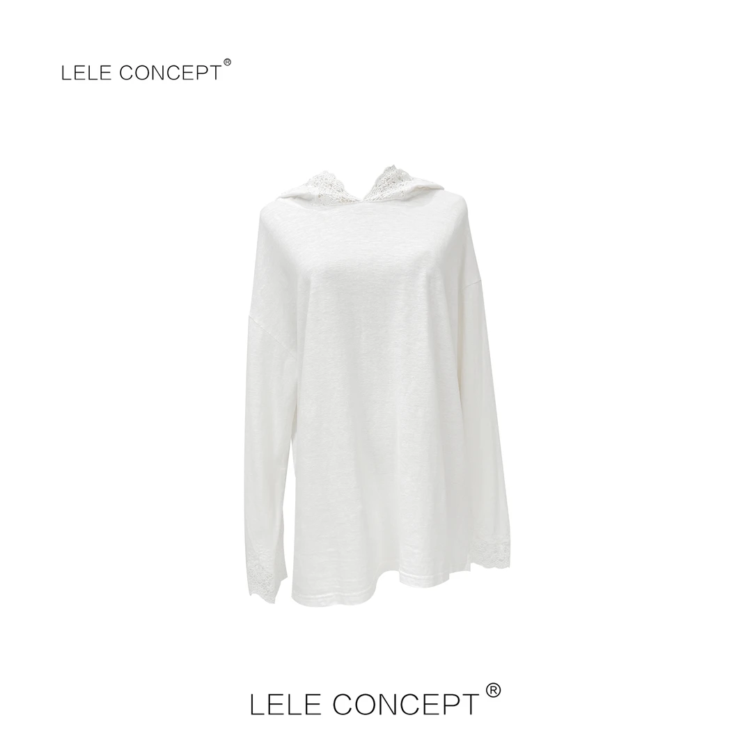 LELE CONCEPT丨都市时装设计百搭款扣花连帽上衣S0752
