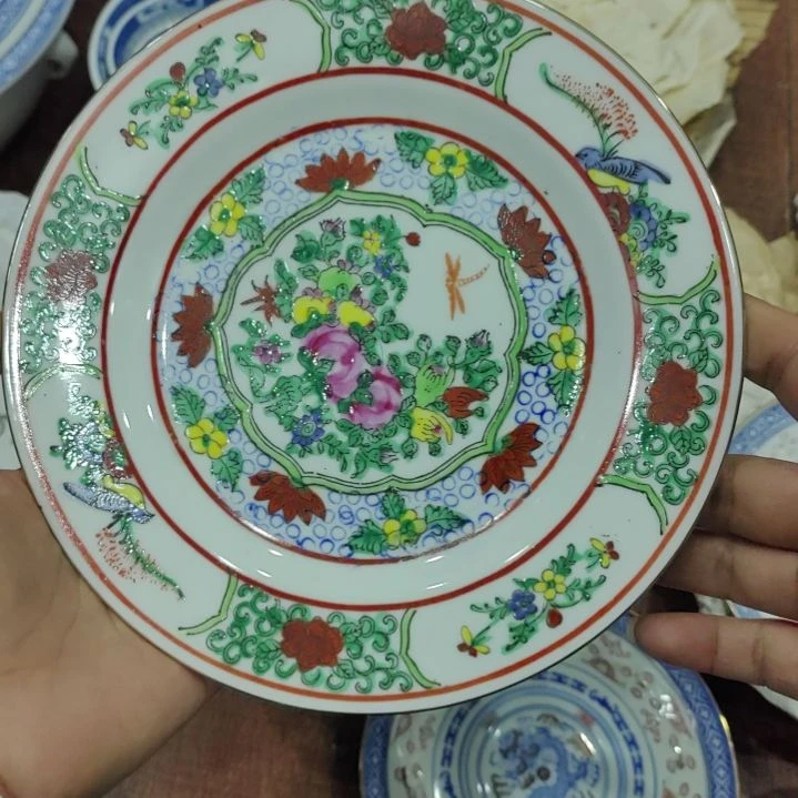 瓷广彩花鸟纯手绘盘子一个