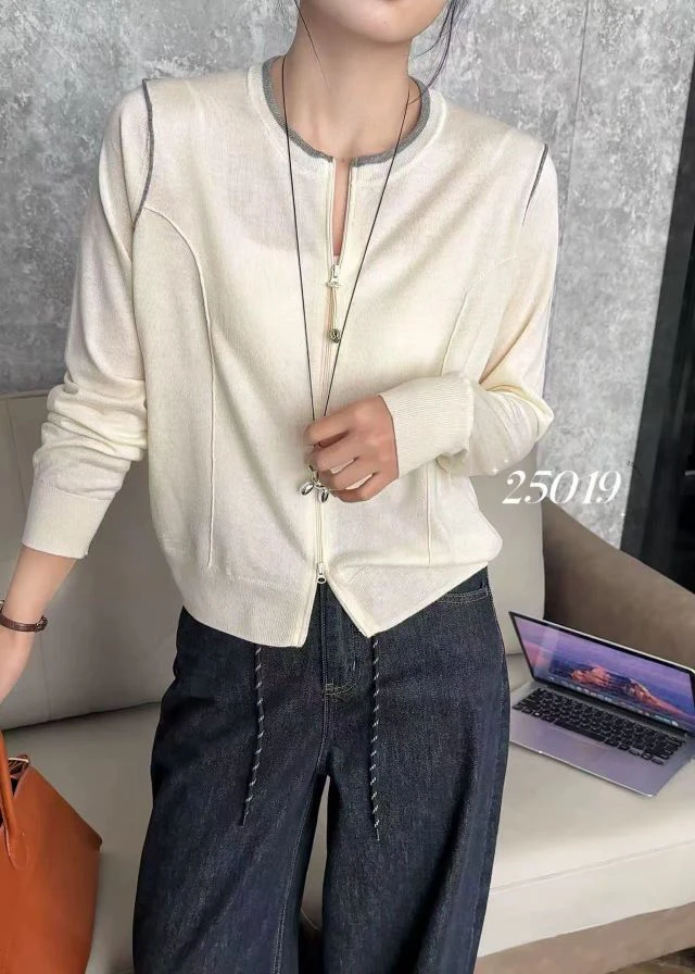 【自制拉链】撞色设计细羊毛舒适显瘦针织开衫