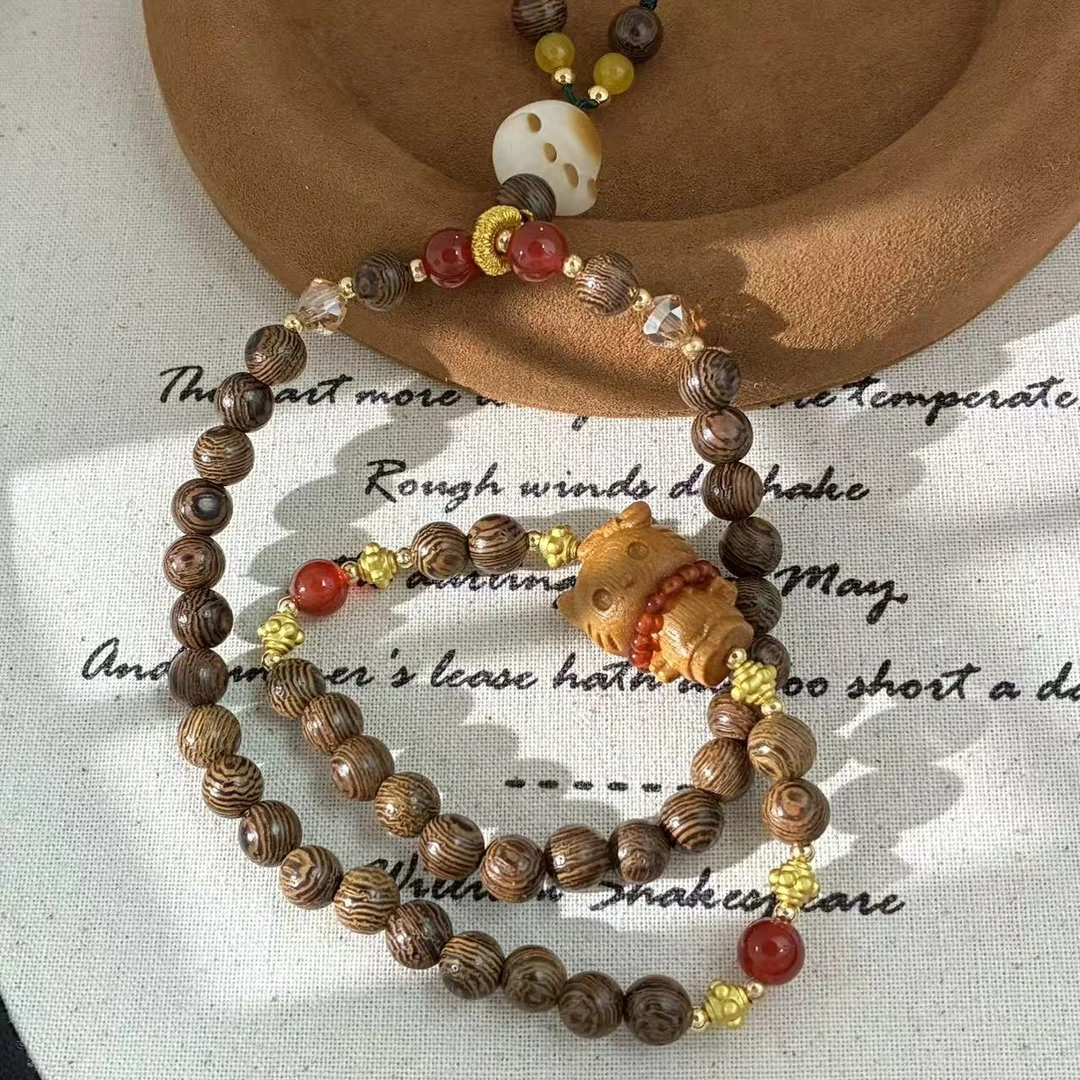 铜合金木质手链 远远（YY932）两圈36cm时尚百搭复古手串