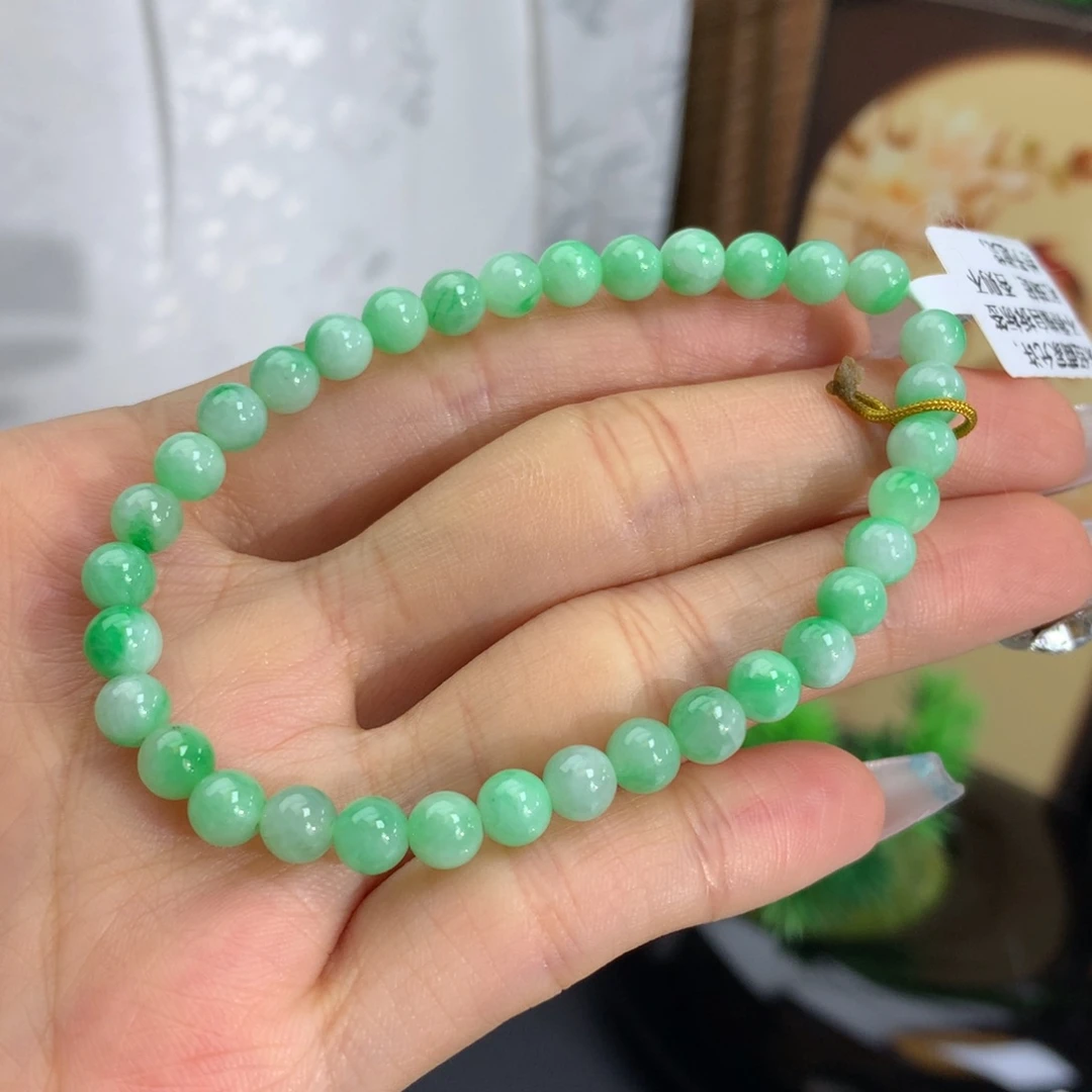 未镶嵌手链翡翠卡5.3细糯甜果绿手串