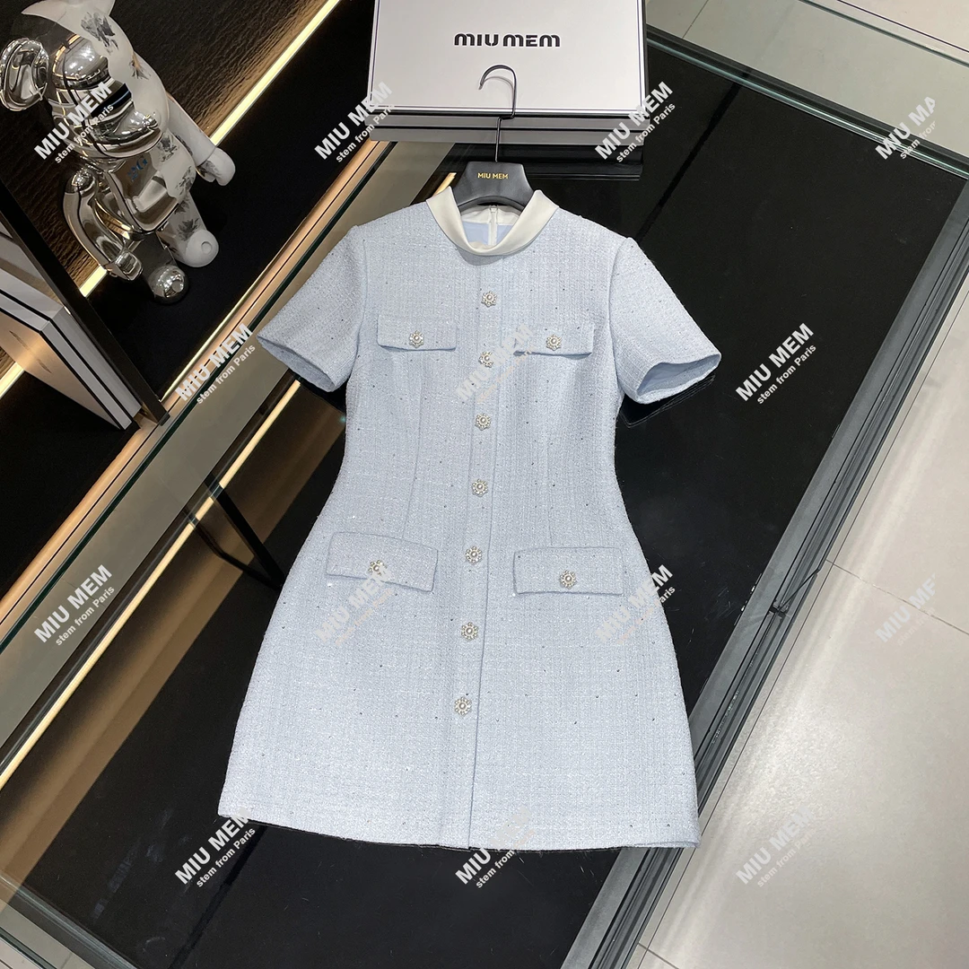 【雨后小苍兰】小香风轻奢时尚夏季收腰修身连衣裙女DY6448