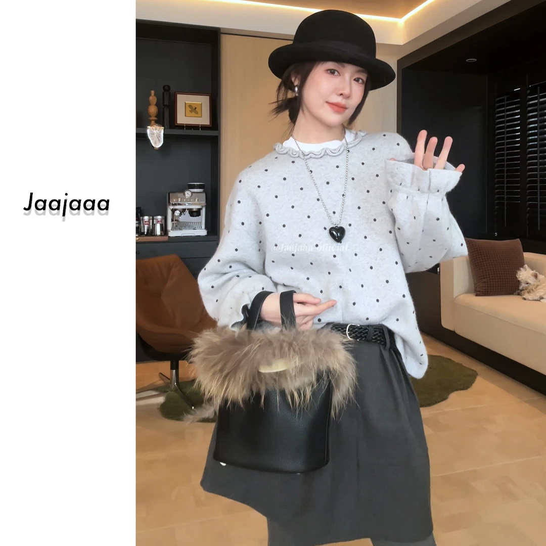 Jaajaaa江南水乡 小众设计感波点减龄显瘦百搭休闲长袖上衣/CXGG