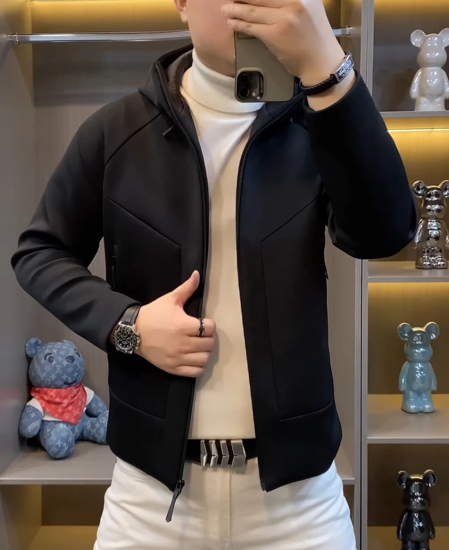 1098春季新款连帽加厚保暖外套休闲夹克高品质百搭运动简约