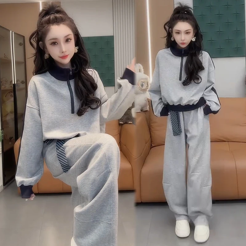 2025秋季新款时尚显瘦气质网红高档洋气套装女高级宽松大码两件套