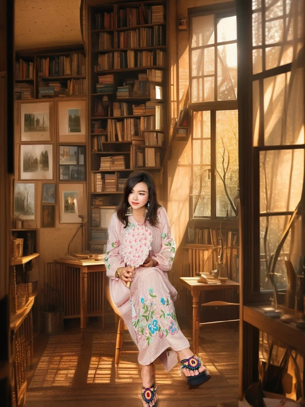 【梦幻】泰国进口生态棉手工刺绣棉麻民族风粉色长款连衣裙宽松夏季