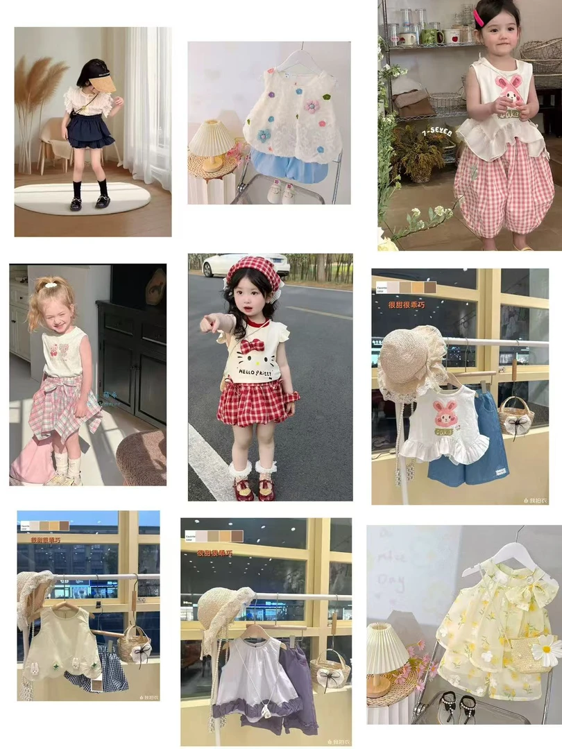 2025夏季新品【多米蓝精灵童装】儿童夏季洋气宝宝韩版公主纱裙