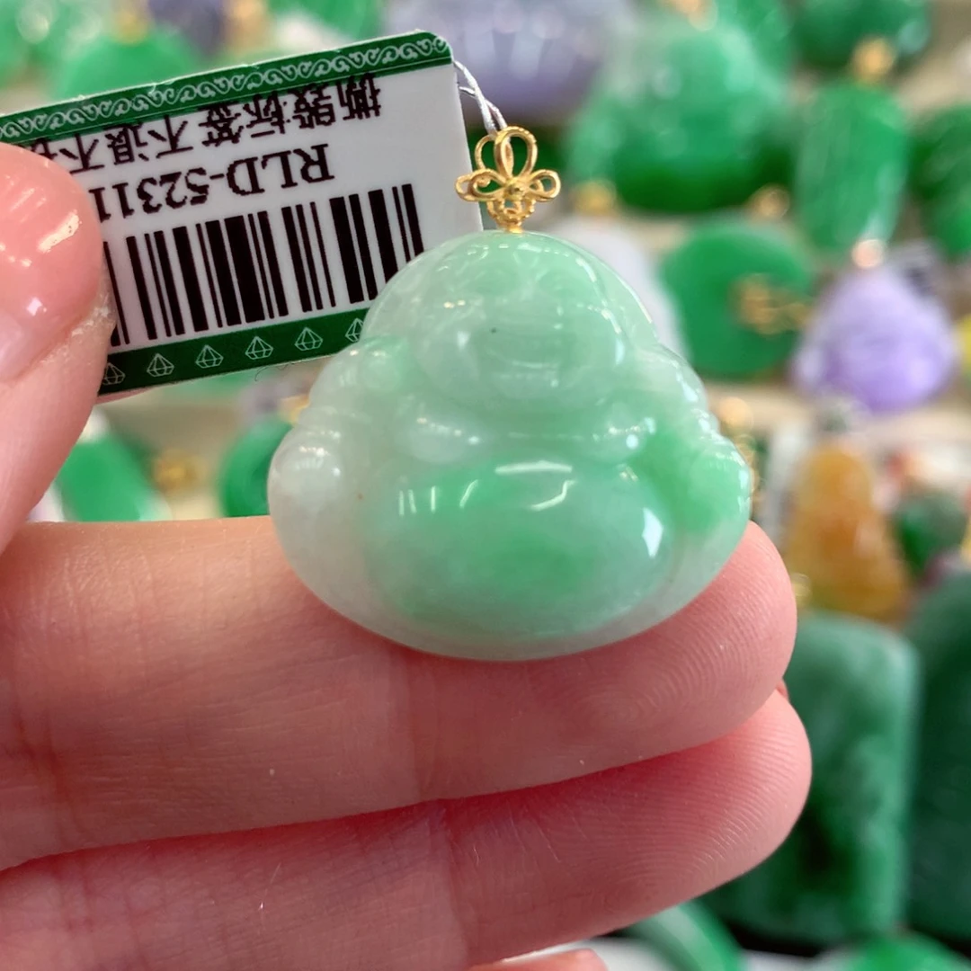 翡翠吊坠(不含链)18K金镶嵌