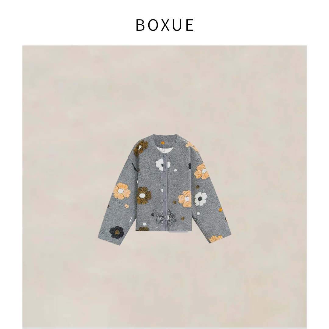 BOXUE“梦幻小花“ 新款高级90白鸭绒羽绒服 外套#241128YR42