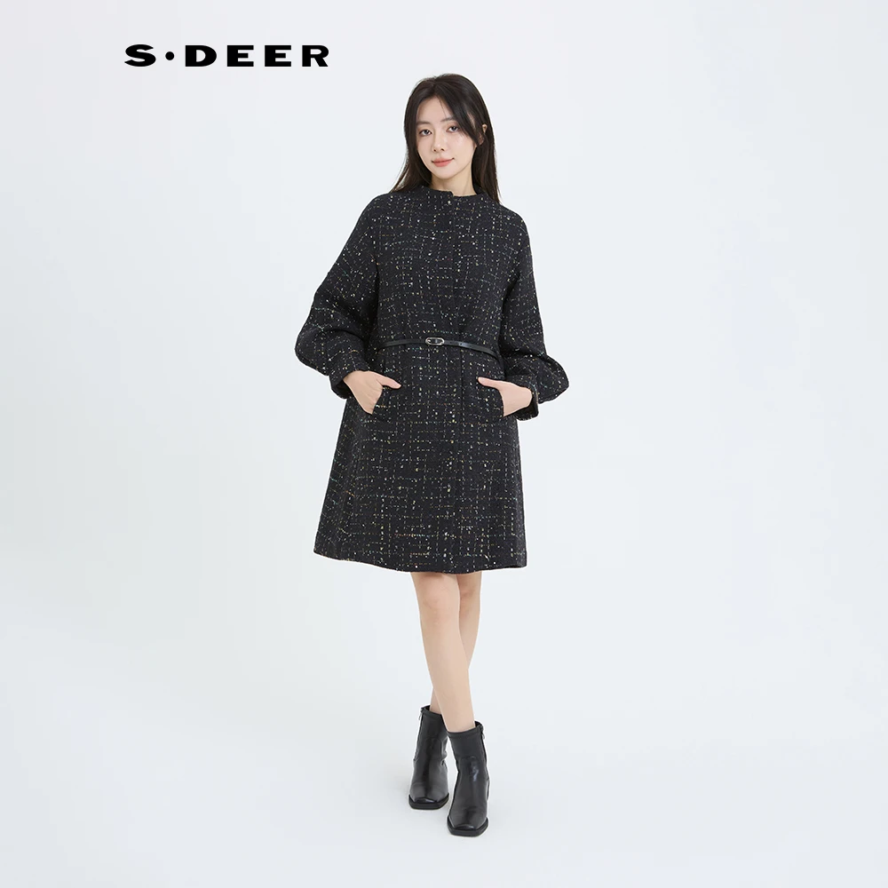 圣迪奥复古时尚气质通勤中长款女装毛呢大衣外套S224Z2595