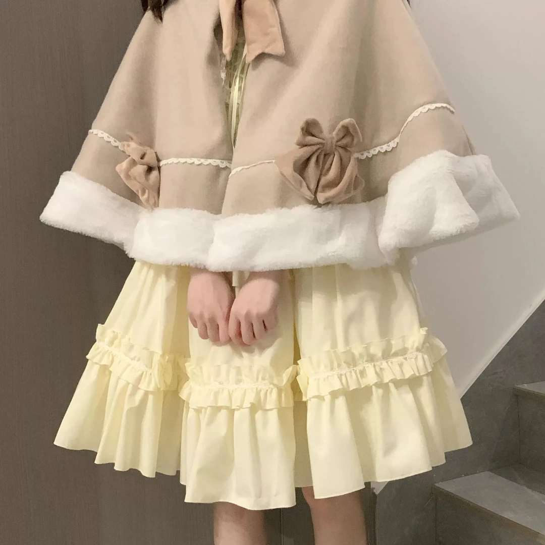 Lolita【可爱熊】2024新款女秋冬季搭配JK裙子可盐可甜百搭斗篷