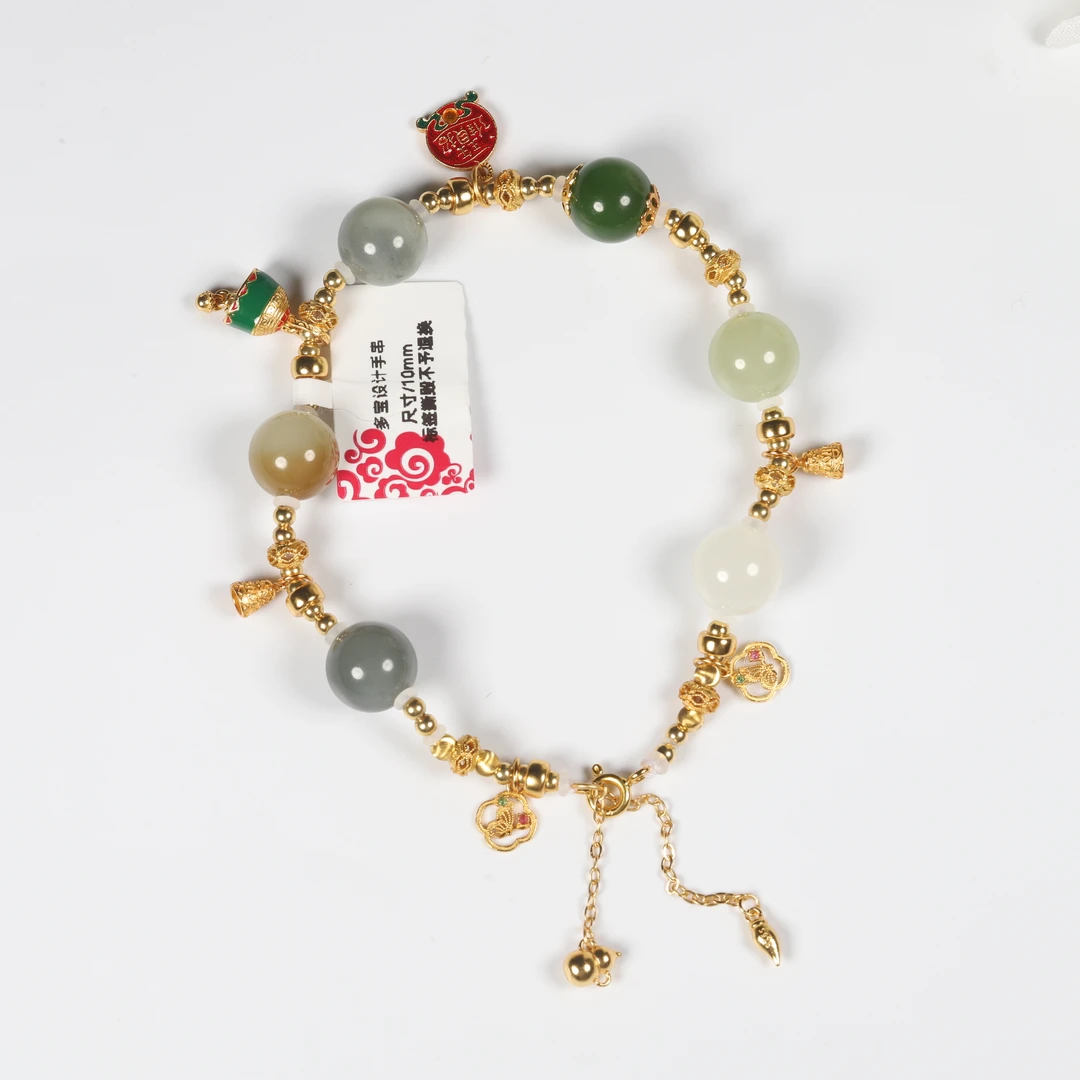 【汪氏精品】和田玉S925银多宝手串 HB050708-F46 多样性发其一