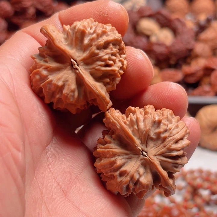 虎***翼文玩核桃把件野生招凹底树头王对