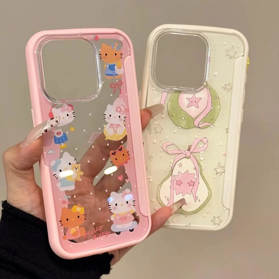 新款翻盖背板kitty猫雪梨挂件适用苹果16promax手机壳iPhone15pro