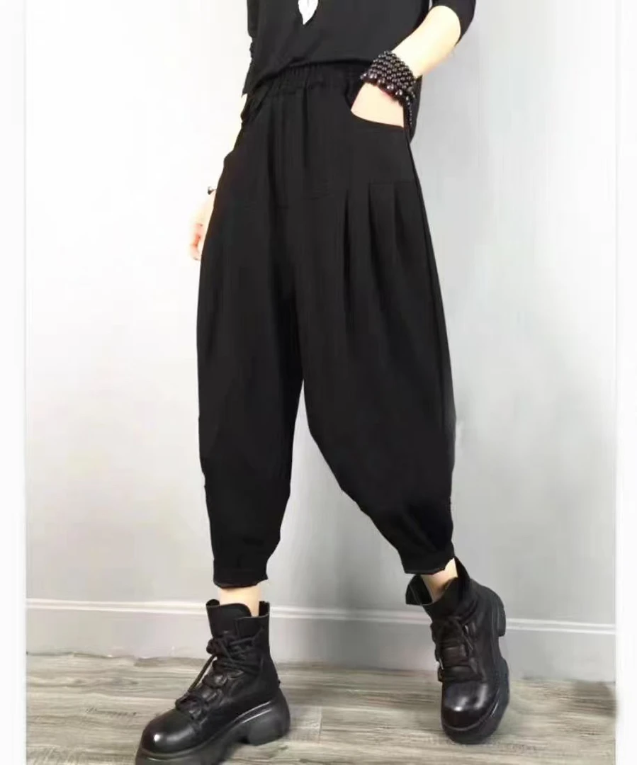 663春季爆款棉芯纱面料哈伦小垮裤时尚百搭