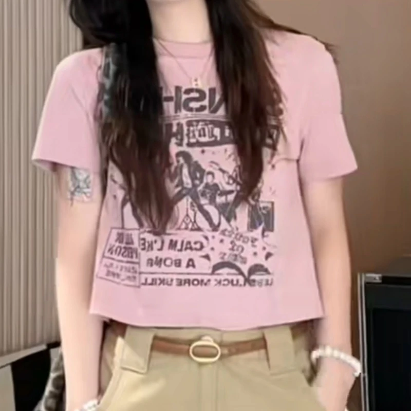 2025新款时尚百搭个性街头减龄休闲显瘦小众短袖T恤LK2505589