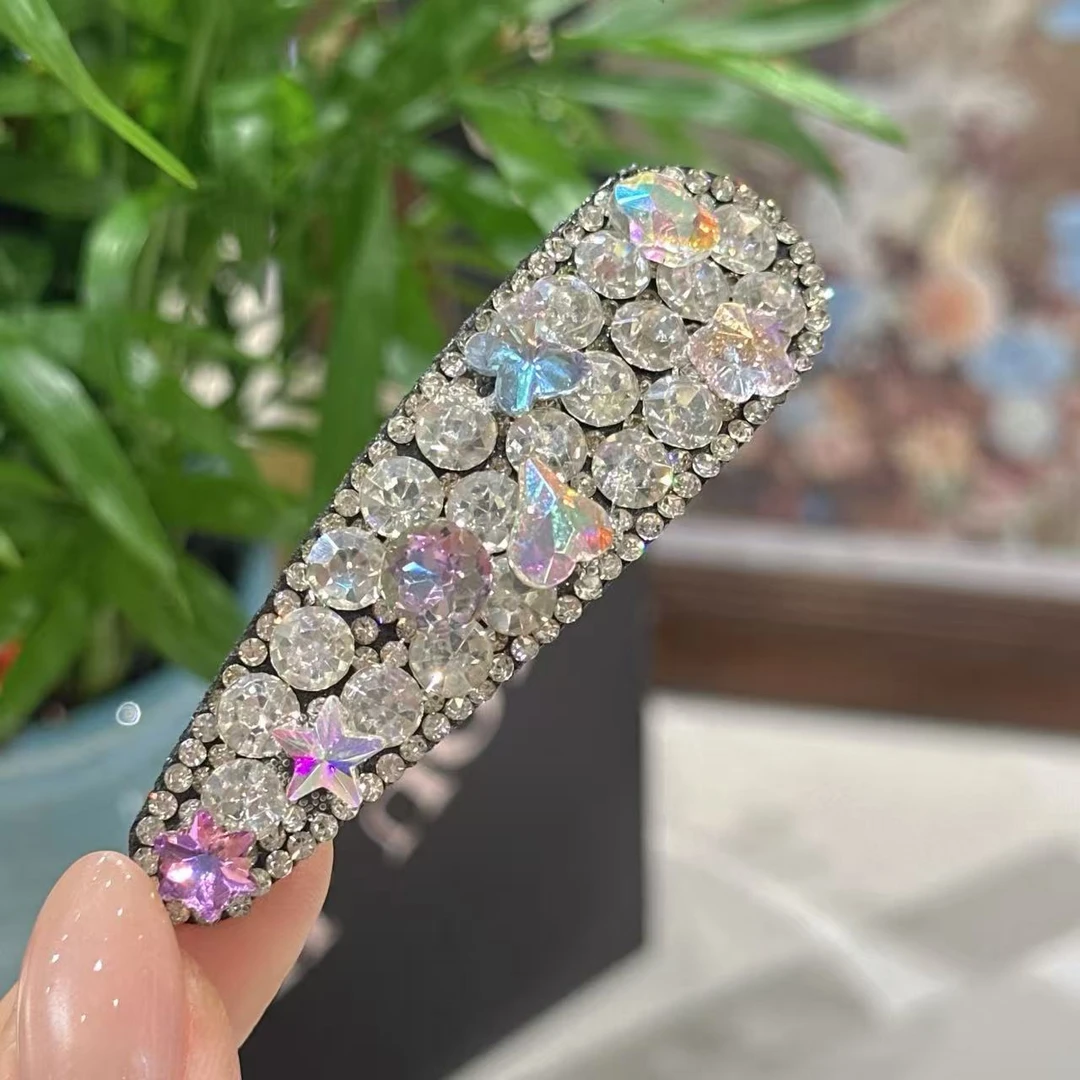 精品水晶韩系新款轻奢重工满镶彩色时尚百搭BB夹4638-1（个）