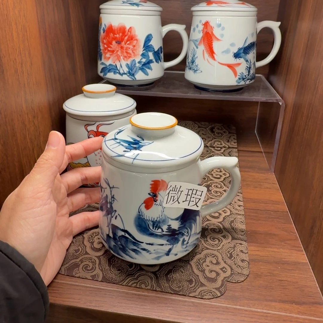 釉下手绘茶具微瑕