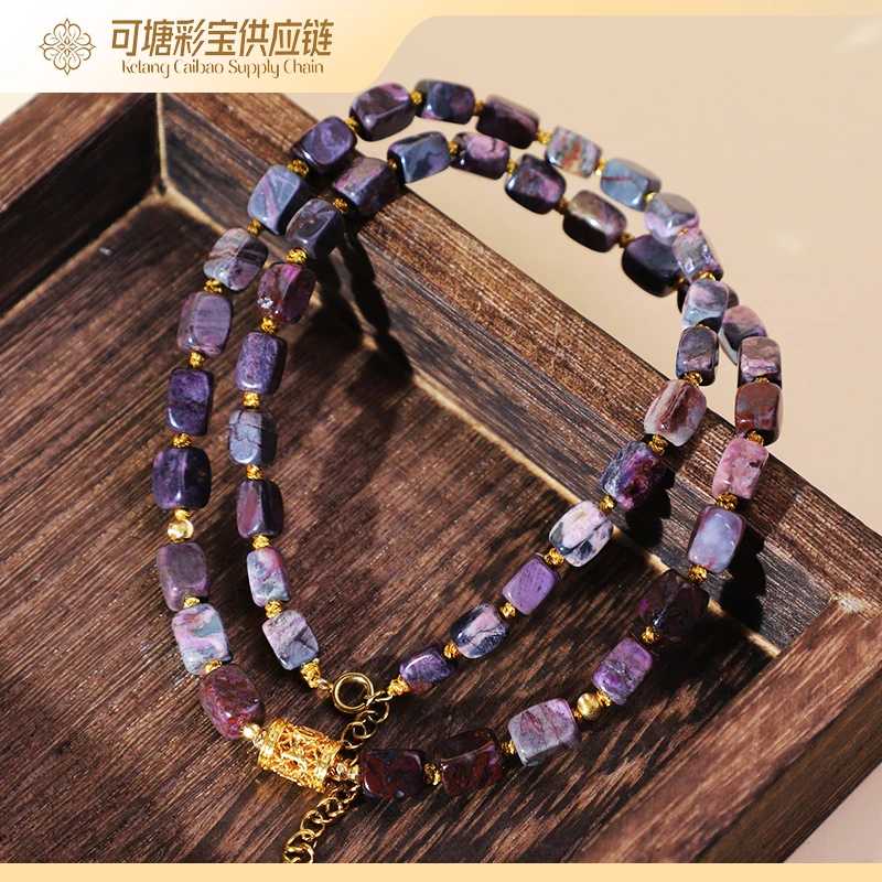 南非舒俱来 18K金 欧若风 B+级春彩 舒俱来方糖项链/KTCB-3981
